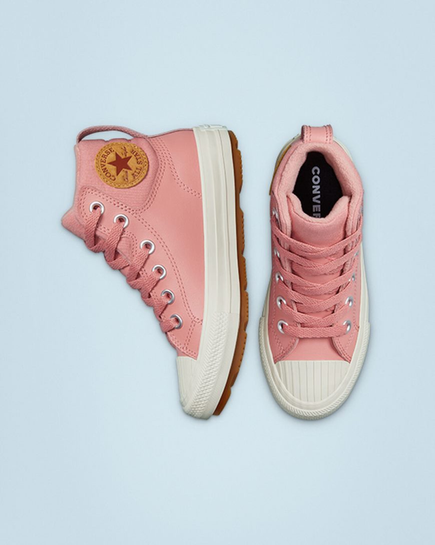 Boys' Converse Leather Chuck Taylor All Star Berkshire Boot Color High Top Shoes Pink | AU C0618N